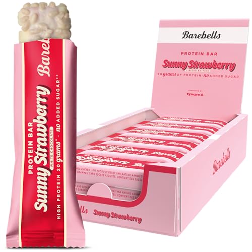 Barebells Protein Riegel – 16g High Protein Bar, Zuckerarm, Eiweißriegel, Ohne Palmöl – Sunny Strawberry, 12 x 55gr