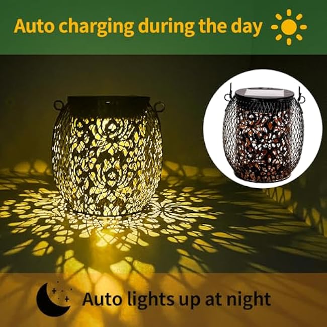 Solar Lanterns Outdoor Hanging Lights: IP65 Waterproof Rose Solars Lantern Decorative for Pathway Patio Walkway Garden Gifts