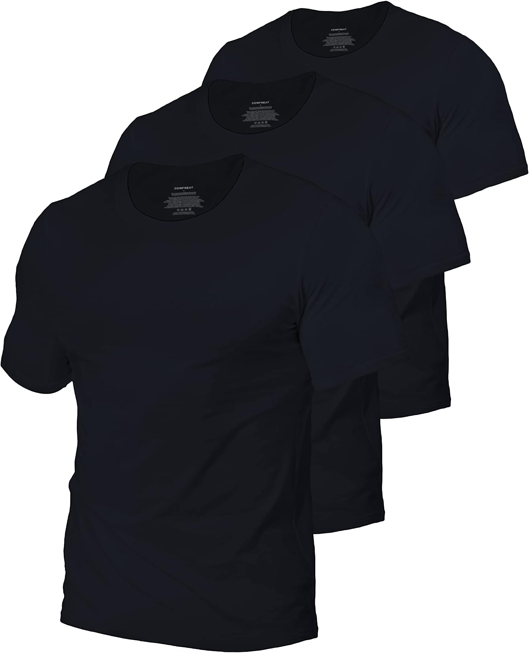 Men's 3-Pack Stretchy Undershirts Crew Neck Long Back Hem T-Shirts
