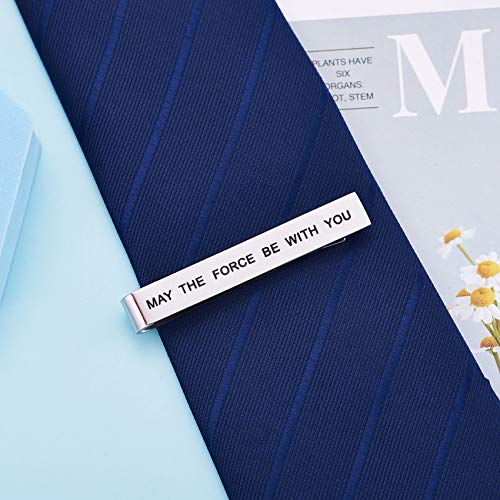 Lparkin May The Force Be With You Tie Clip Star Wars Fan Gift Funny Gift Stainless Steel Polished Finish Tie Clips Men Women #TOP2