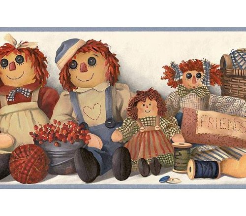 RAGGEDY ANN（American Dolls）壁掛け Chesapeake Rag Dolls Raggedy Ann Wallpaper Border - Raggedy