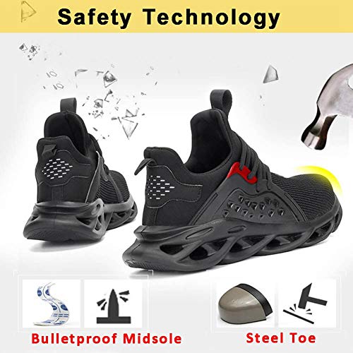 Ziitop Steel Toe Shoes For Men Women Indestructible Safety Work Shoes Breathable Lightweight Slip Resistant Protected Steel Toe Tennis Sneakers Industrial Construction Work Shoes Green thumb #2