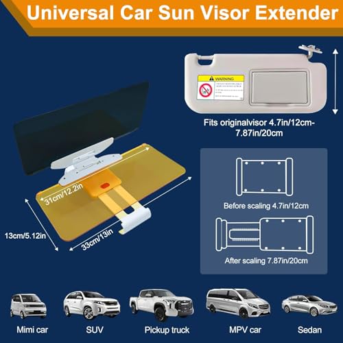 Yinnrent YINNRENT1 Sun Visor Extender For Car, 2 In 1 Day And Night Anti-Glare Pc Car Sun Visor Extender thumb #4