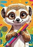 Lustiges Erdmännchen Ausmalbuch ab 4 Jahren, 45 niedliche Ausmalbilder: Das niedliche Ausmalbuch für Groß und Klein