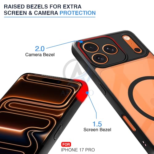 Image of AESTMO iPhone 17 Pro Back Cover | 360 Protection | Crystal Clear Hard Back Transparent | Compatible with MagSafe Accessories (PC+TPU, Black Bumper)