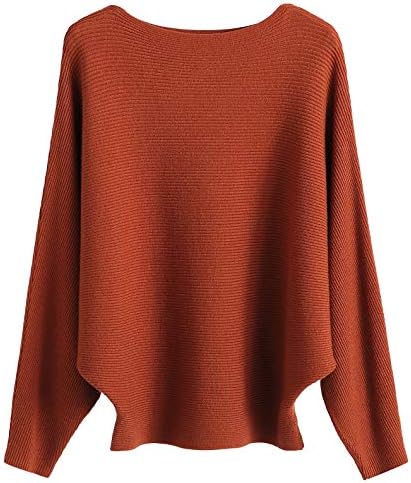 GABERLY Boat Neck Batwing Sleeves Dolman Knit Sweaters Pullovers for Women