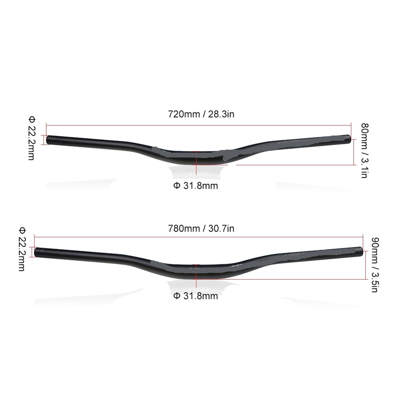 Guidon de vélo montagne en alliage d'aluminium 31.8mm, barre poignée 720mm 780mm