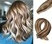 Mario Hair Tape in Hair Extensions Human Hair Strawberry Blonde to Medium Brown Highlighted Silky Straight Skin Weft Remy Real Hair Glue in Hair Extensions(16 inches, #4-27)