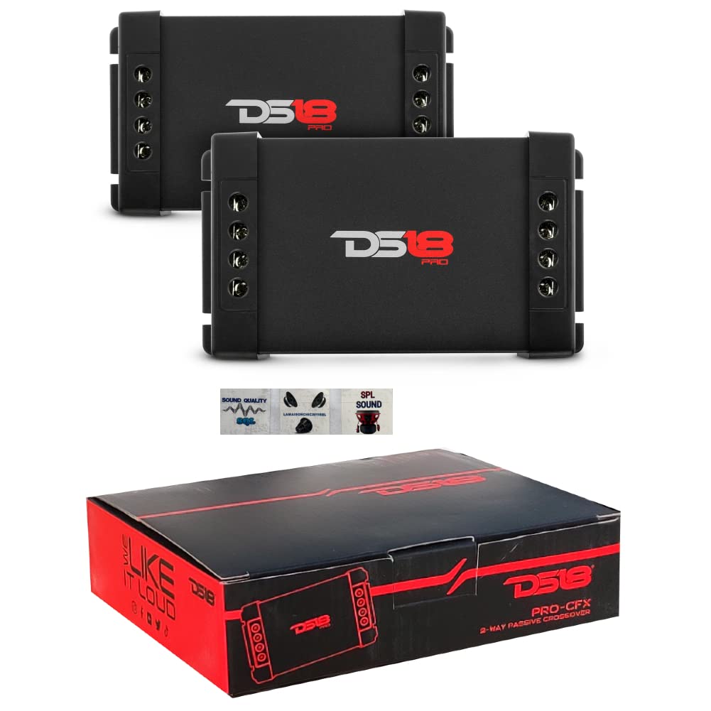 KIT-Set FÜR DS18 PRO-CFX 2 Passive Frequenzweichen 4 Ohm 300 Watt max. für 2-Wege-System Tieftöner Hochtöner mit Hochtöner-Empfindlichkeitsauswahl 0; - 3 dB; - 6 dB; pro Paar + 3 Gratis-Aufkleber
