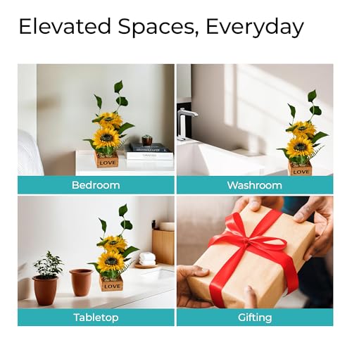 Image of The Better Home Sunflower Artificial Plant with Pot (35cm) | Yellow Decorative Plant | Living Room & Tabletop Decor | Artificial Plants for Decoration | Small Artificial Plant with Pot