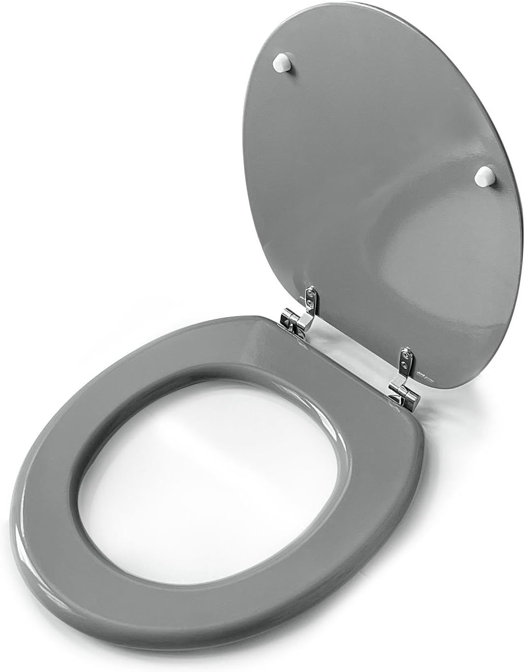 WINSOME Grey Wooden Toilet Seat with Toilet Seat Fittings 18’’ (45 Cm