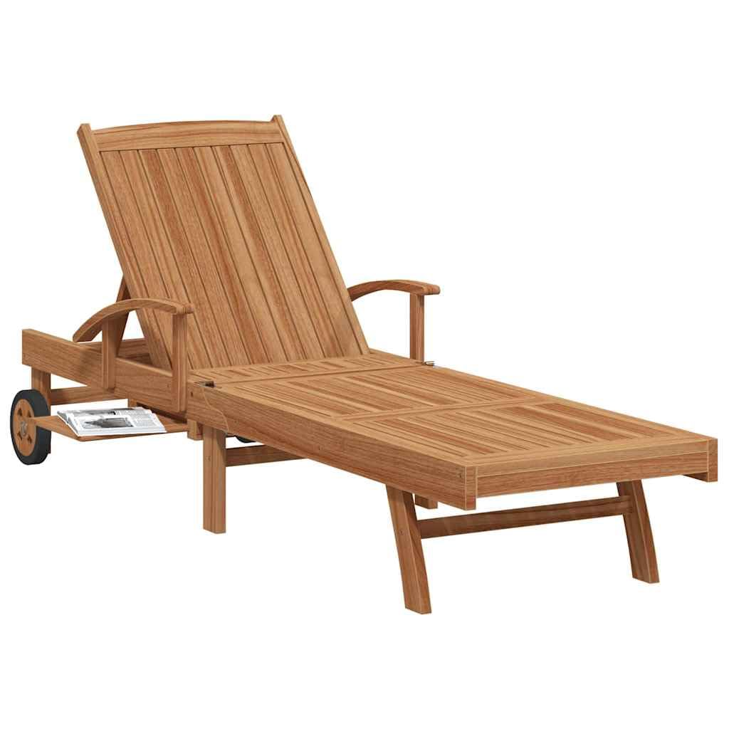 vidaXL Chaise Longue Marron 195 x 59 x 78,5 cm Bois de Teck Massif, Chaise Longue extérieure élégante, Fauteuil en Teck réglable, mobilier de Jardin Confortable, résistant aux intempéries