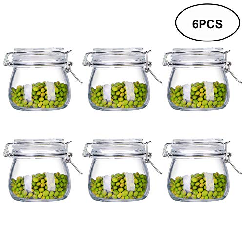 Tebery - Vasos con Cierre de Clip (6 Unidades, 500 ml, hermético Gracias al Anillo de Goma, así como al Cierre de Alambre)