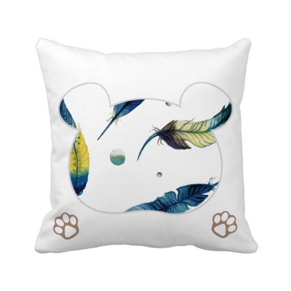 Housse de coussin en plumes de qualité supérieure avec motif ours artistique
