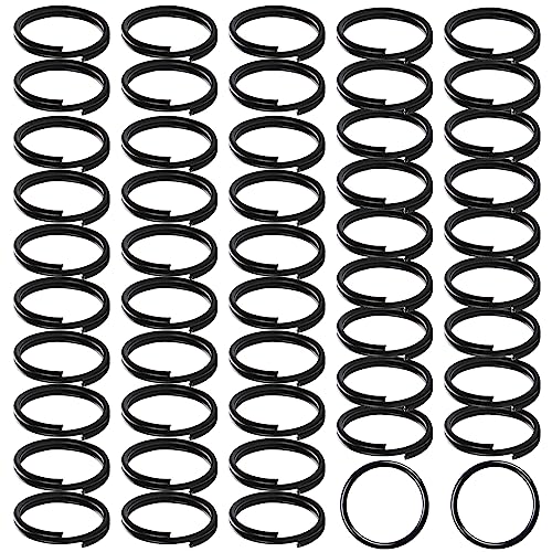 50 unidades de llavero negro pequeño metal redondo anillos divididos juegos para joyería, collares, pulseras, pendientes, manualidades, adornos y arte de bricolaje