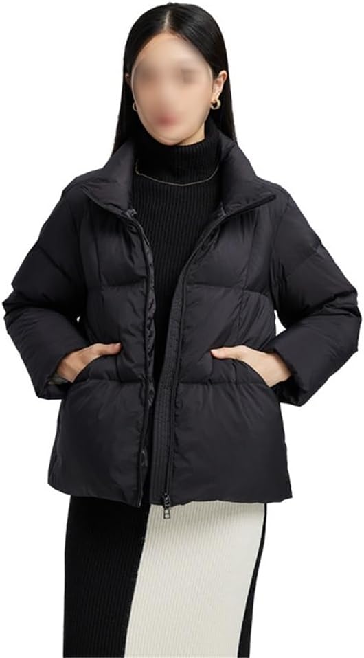 Women's Winter Down Jacket Short Loose and Warm Thickened Outdoor Black