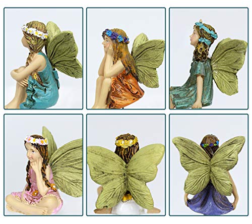 Dorlotou Fairy Garden Figurines 6Pcs Miniature Fairies For Outdoor Garden Décor #TOP5