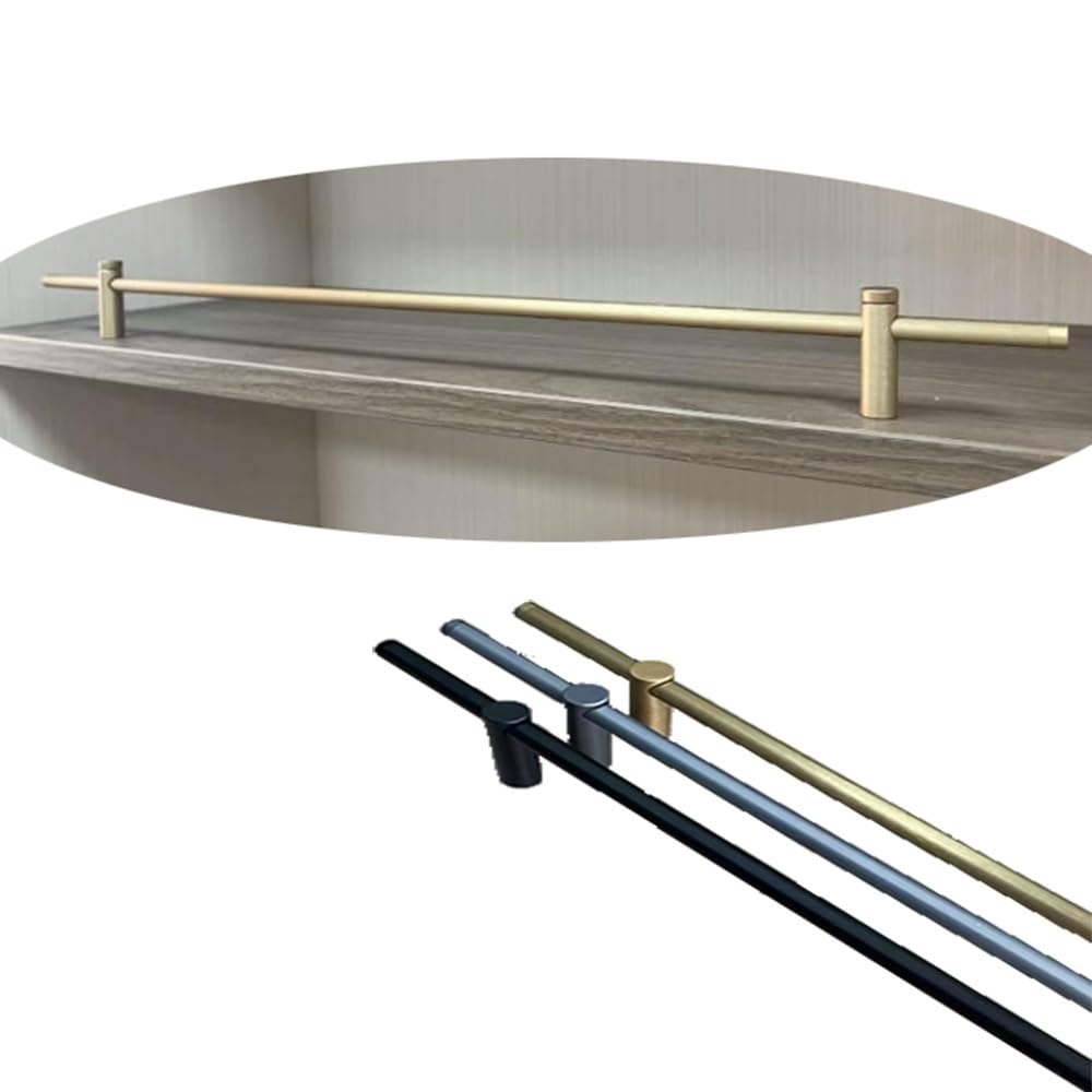SVBVRFEEW Wood Shelves Guard Rails Aluminum Shelf Guardrail Gallery Rails Set Decorative Round Tube Tipping Rail Metal Anti-Fall Shelf Railing For Bookcase Closet(Bronze,60cm/19.7in)