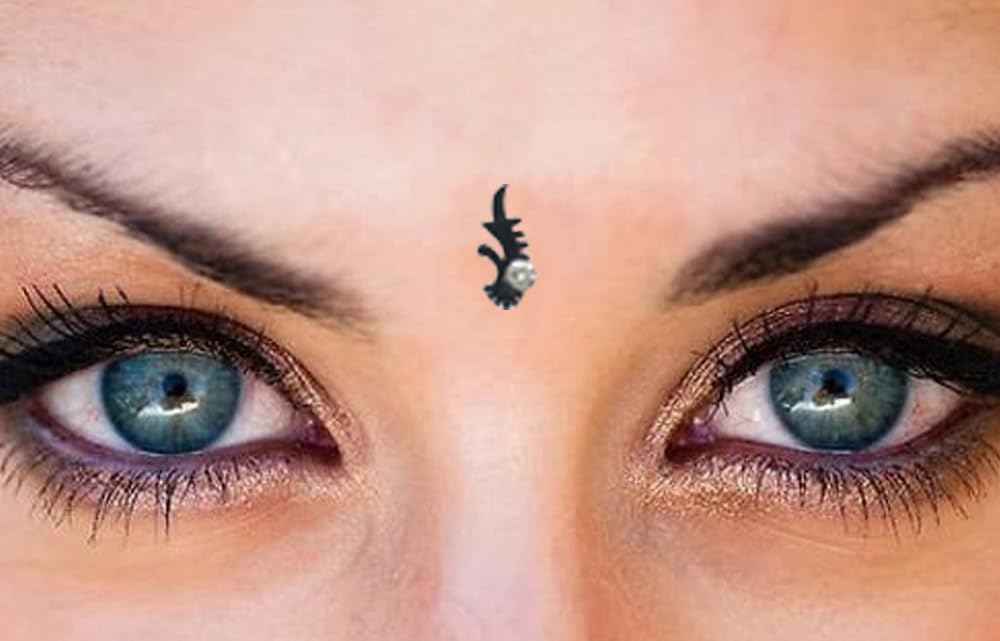 KULIA® Bindi neri di design (adesivi/tattoo) – Stile Tikka, forma allungata a puntini Accessori di bellezza per viso e sposa, ideali per Puja Gemme e gioielli per il viso in varie forme e dimensioni
