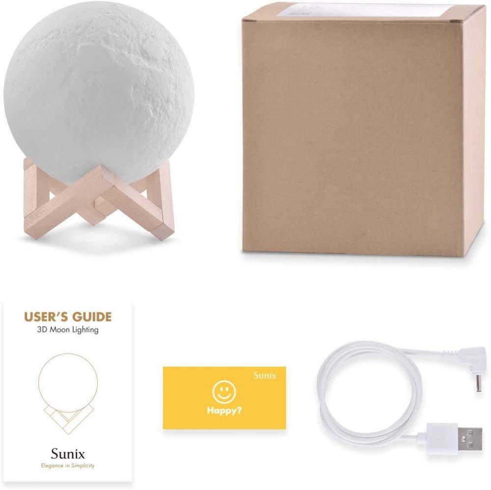 Lámpara De Luna Luz De Noche Para Bebé Impreso En 3D Luz De Luna Carga Usb Blanco Frío Amarillo Cálido, Adecuado Para Decoración De Habitaciones Luces Suaves, Control De Sensor Táctil