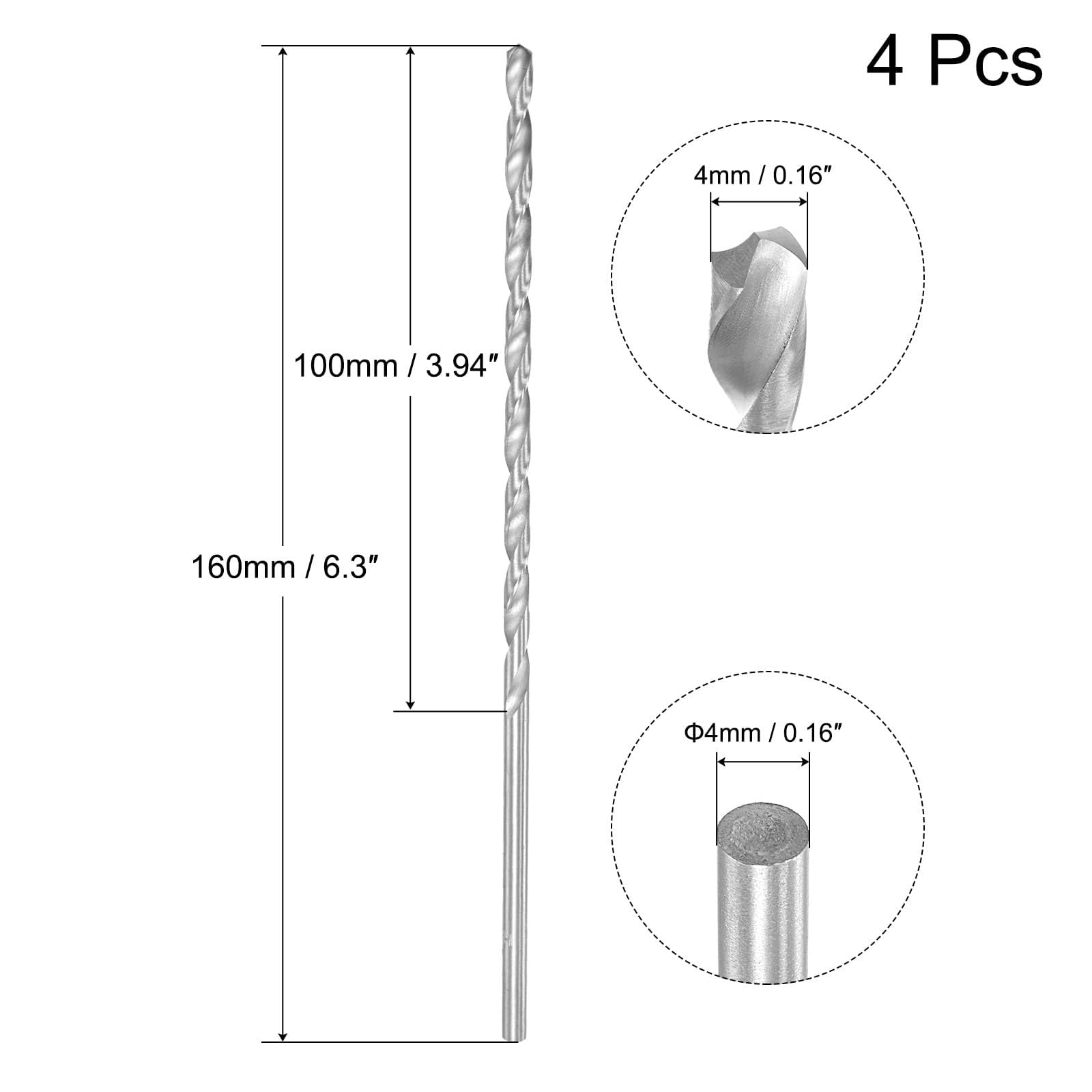TA-VIGOR 2Pcs 4mm Extra Long Twist Drill Bits - Image 2