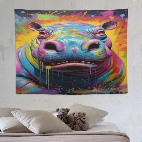 Tapisserie hippopotame DCCCY pour créer un salon chaleureux et artistique