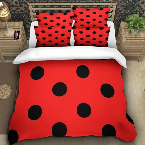 Housse de Couette à Pois Microfibre Couverture de Lit Double Lavable 200x200
