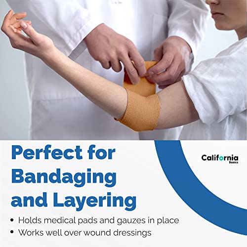 Image of California Basics - 8 Pack - Self Adhesive Bandage Wraps - 3 Inch by 5 Yards Non Woven Self Adhesive Bandage Wrap, Brown Athletic Tape for Wrist, Hand & Ankle Wrap, Premium-Grade Medical Bandage Tape
