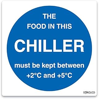 Pack of 2 Chiller Temperature Sticker - Food Storage Kitchen Signs, 100mm x 100mm