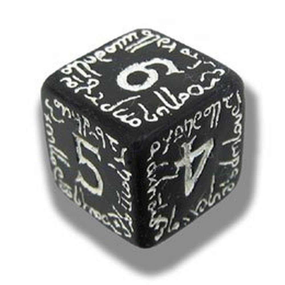 Q Workshop Elvish Black & White Rpg Ornamented Dice Set 7 Polyhedral Pieces