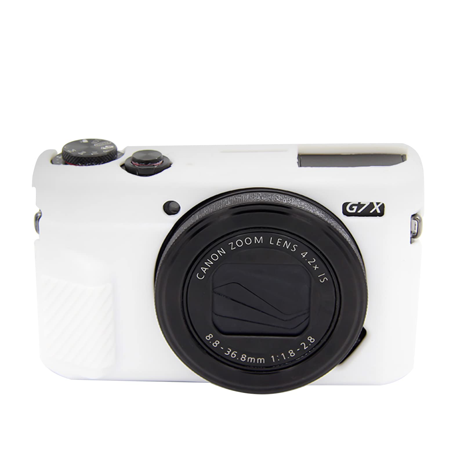 G7X2 etui na aparat fotograficzny, etui z pokrywą obiektywu do aparatu cyfrowego Canon G7 X Mark II, miękki silikon, etui ochronne, obudowa aparatu Skin Sleeve do aparatu G7X II,Biały bez pokrywki