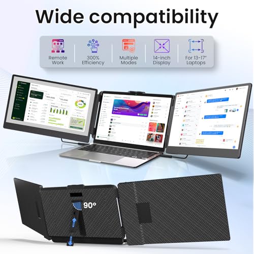 BOSII Laptop Screen Extender Monitor - 14" Triple IPS FHD 1080P HDMI/USB-A/Type-C Extended Monitor for Laptops (Maximum Length: 15.74") Compatible with Windows Mac Travel Work by BOSII - Image 5