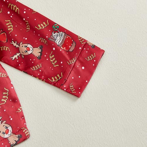 1-6 Years Old Christmas Pajamas for Toddler Girl Silk Pajamas Kid Baby Button-Up Satin Christmas Pjs Set3