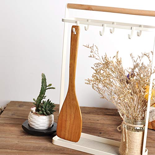 Image of FJNATINH Wooden Spatula.Long Handle Flat Frying Spatula. Handmade For Kitchen Cookware (Frying Spatula)