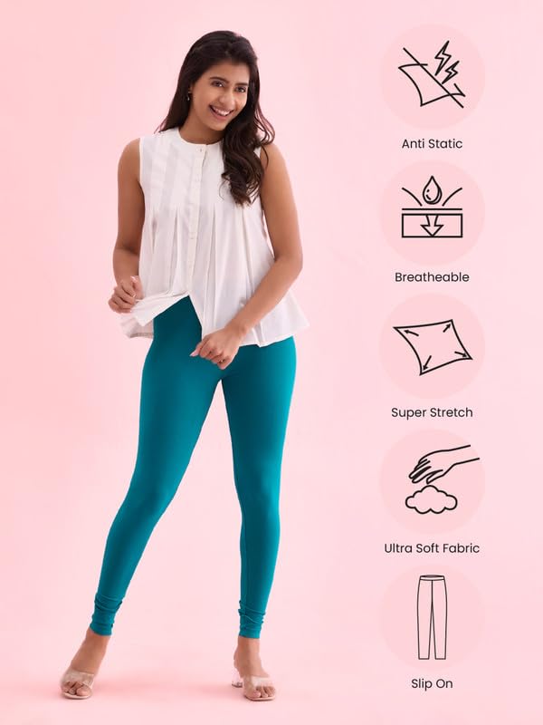 Image of GO COLORS Soft Cotton Stretch Ankle Length Leggings for Women | Breathable