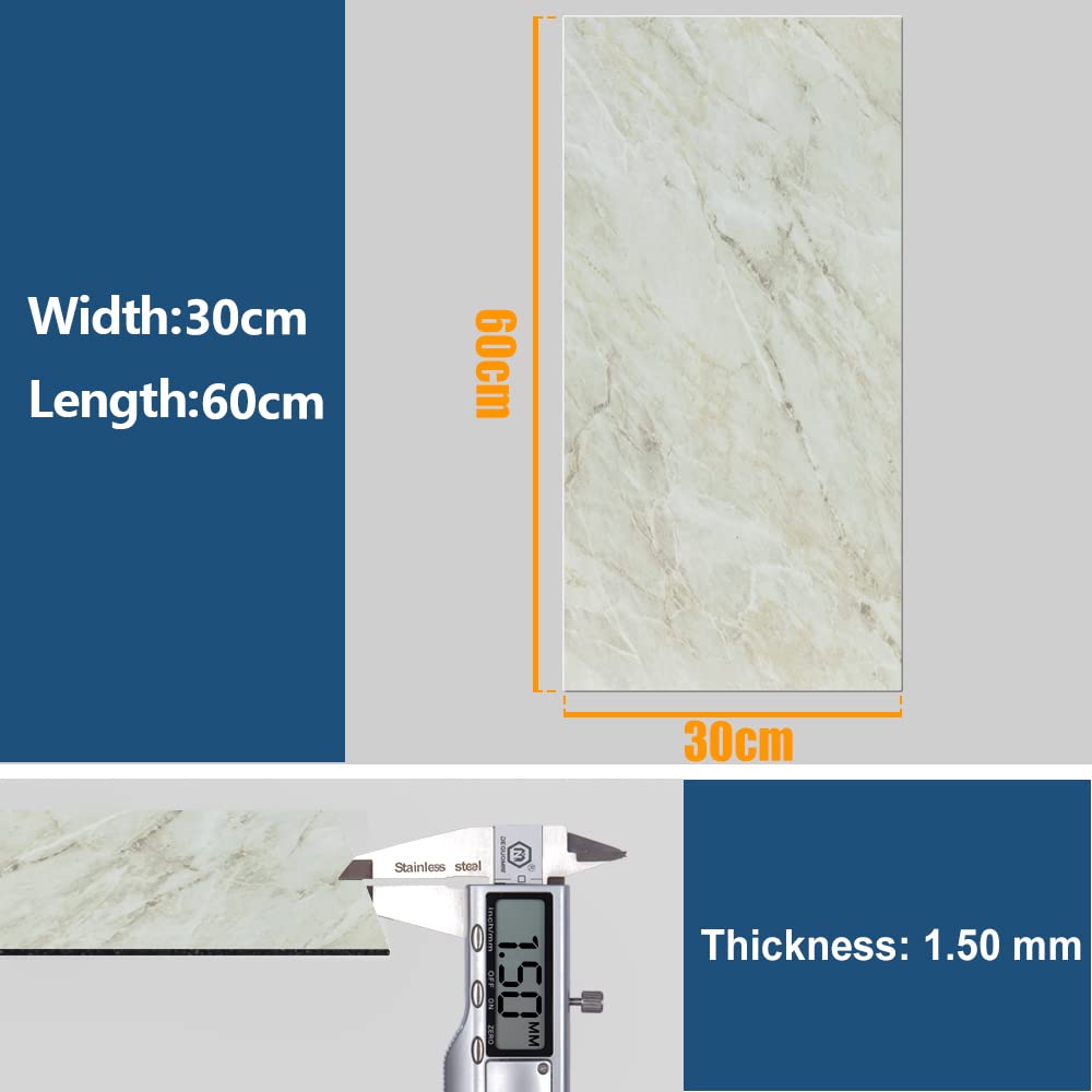 VEELIKE Baldosas Adhesivas Suelo Marmol Beige Papel Pintado Cocina Azulejos Suelo Vinilo Autoadhesivo Baño para Suelo Impermeable Papel Tapiz Suelo Salon Habitacion 1.5mm 60cm x 30cm 24 Piezas