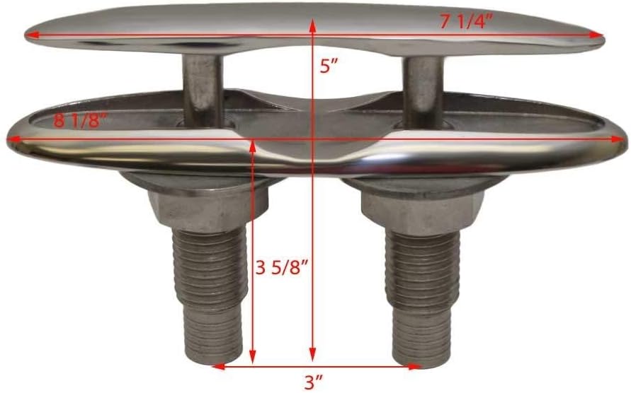 Attwood 66519-1 Retractable Low-Profile Stainless Steel Marine Boat 8-Inch Neat Cleat