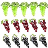 JUSTDOLIFE 15 Bunches Artificial High Simulation Grapes in Black, Red, Green for Wedding, Home Decoration, Kitchen, Office, Photography Props
