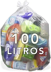 Saco De Lixo 100 Litros Transparente 70x90cm 3,5 Micras Coleta Seletiva Com 100 Unidades - DNAC