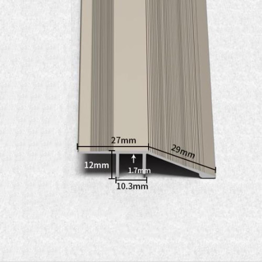 Tira de transición de aluminio de 150 cm antideslizante para puertas, moldeado de transición de suelo duradero, perfecto para alfombras y azulejos, fácil de instalar, perfil de ajuste de altura