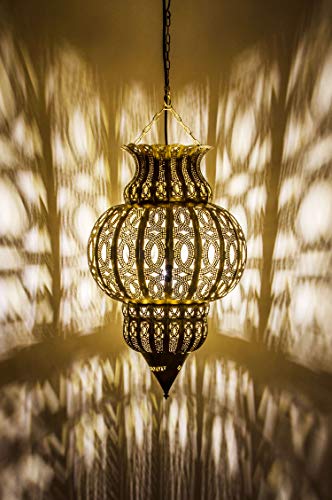 Orientalische Lampe Pendelleuchte Gold Isfahan 50cm E27 Lampenfassung | Marokkanische Design Hängeleuchte Leuchte aus… – Bild 6