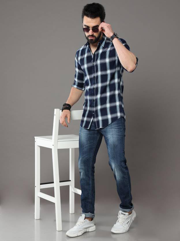 Image of NoseQueen Men's Checked Cotton Shirt | Full Sleeve Regular Fit Casual Shirt for Men | Soft Breathable Checkered Shirt