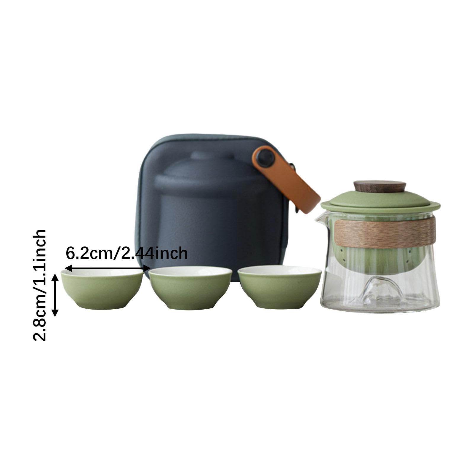Miniaturowy ceramiczny zestaw do herbaty podróżnej, 1 dzbanek, 3 filiżanki, z etui, mały czajniczek Kung Fu do hotelu, biura, aktywności na świeżym powietrzu, dla miłośników herbaty, czysty