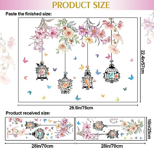 Vinilos Decorativos con Diseño de Jaula y Flores, Pack 2 miniatura 2