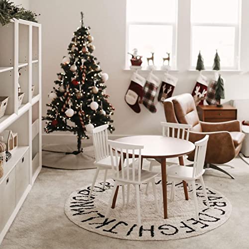 Blue Page Abc Kids Rug Alphabet Educational Area Rugs For Infant Toddlers - Soft Playtime Collection, Home Decor Teepee Tent Round Play Mat, Best Shower Gift (59", White Black) #TOP4