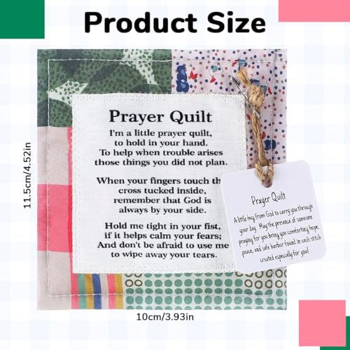 Image of HASTHIP 3.9'' Prayer Quilt with Cross Inside, Portable Christian Comfort