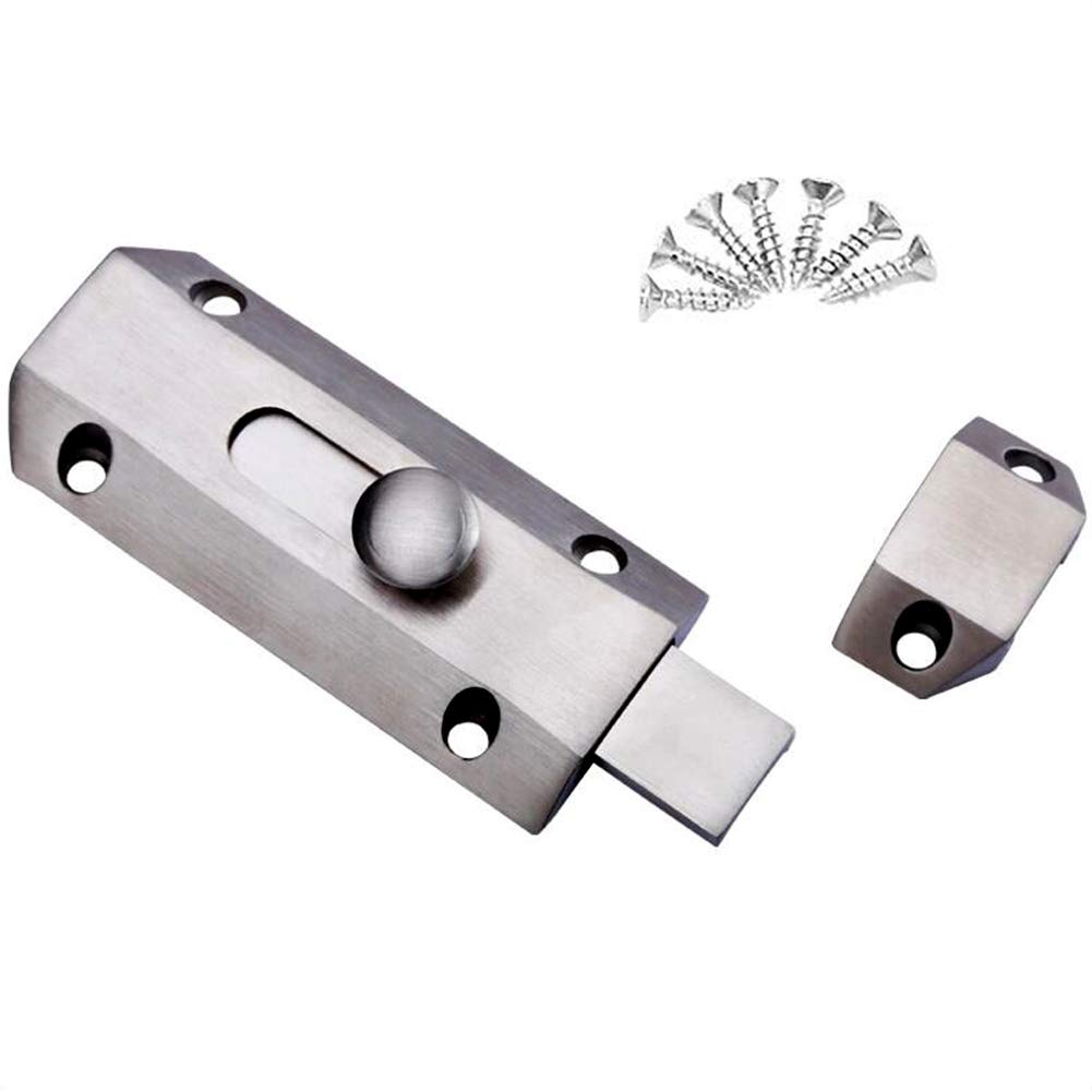 Serrure à boulon coulissant argent avec glissière surface baril pour porte et fenêtre