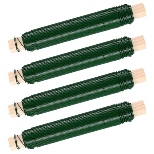 4 Rollos Alambres para Atar, Alambre Verde Fino, Alambre para Plantas Galvanizado, Alambre Floristeria para Manualidades Plantas Lazos, Jardinería Sujetar Flores y Plantas, Ø 0,65 mm x 40 m