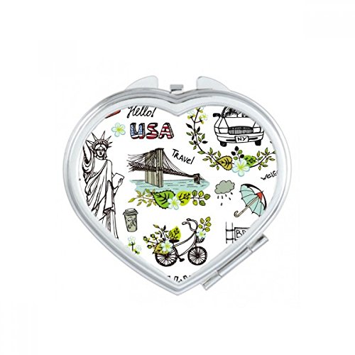 Miroir portable mignon avec coeur graffiti, petit miroir de poche original - 2