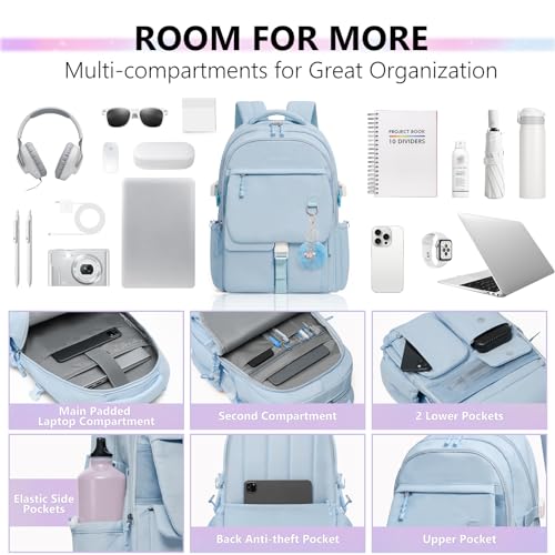 Kids Backpack for Girls - High School College Backpack for Teen Girls with 15.6 Laptop Compartment Back to School3